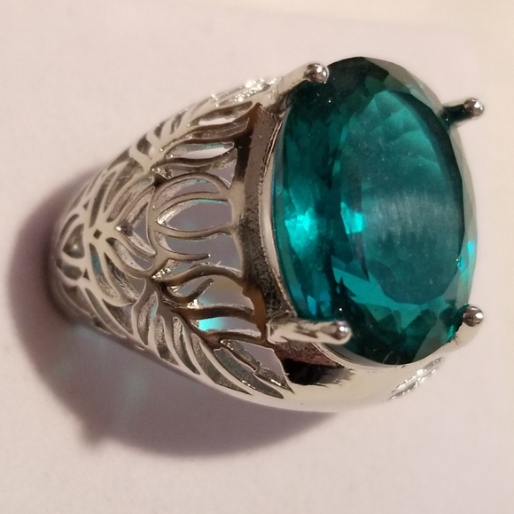 New*Vintage Art Deco Aquamarine Silver Ring - Picture 4 of 8